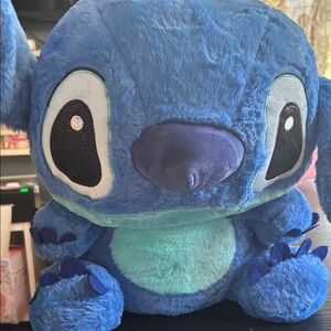 Stitch Blue Plush stuffed animal with blanket inside back